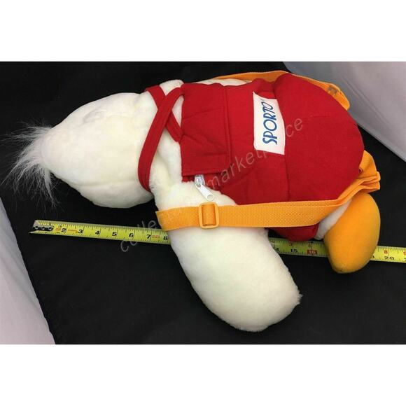 Rare SPORTO Advertising Mascot Plush White Duck Backpack w/ Red Overalls 1997 - Picture 7 of 9